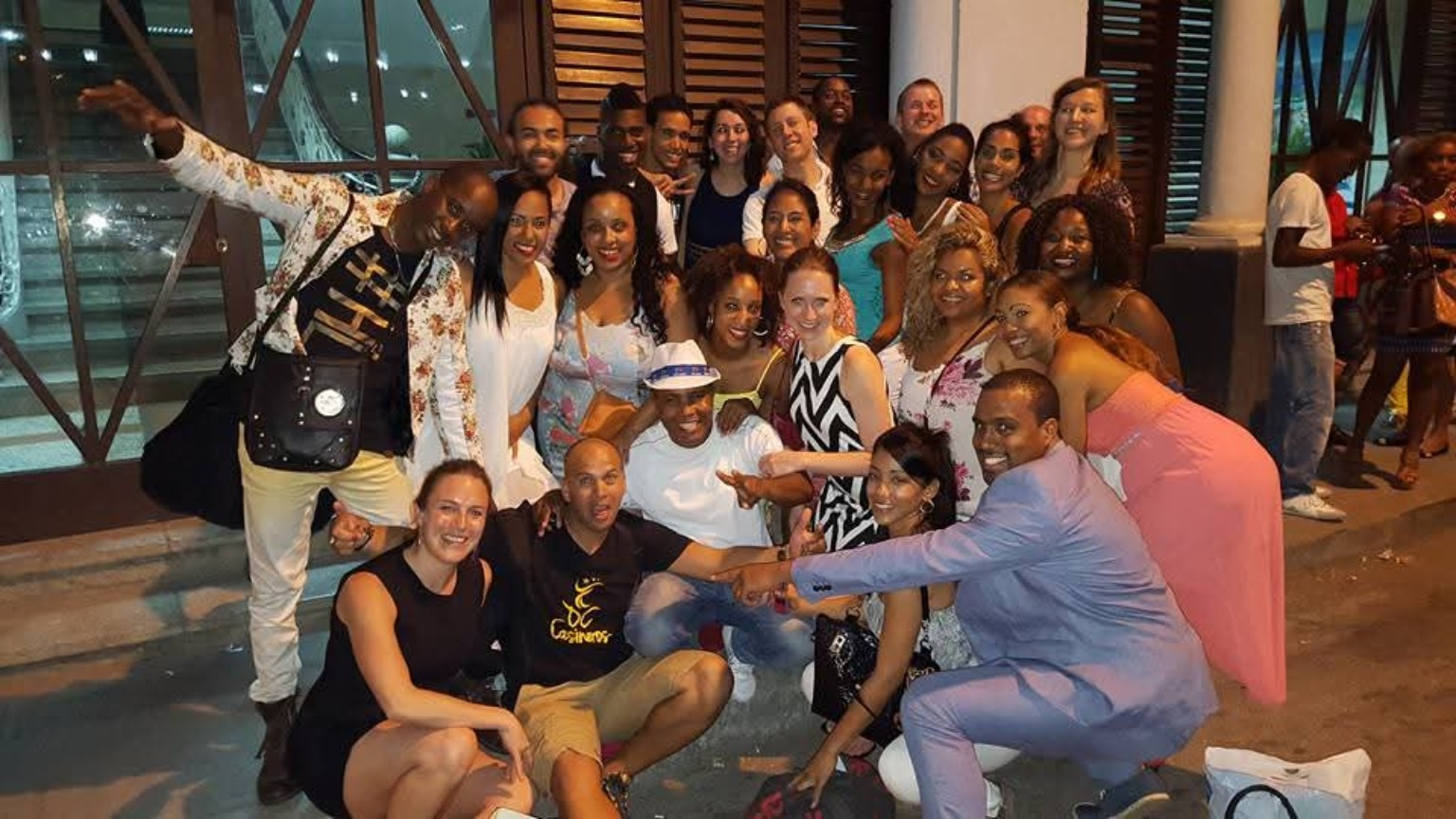 All Stars dancers, DC Casineros and students gathered on Calle Heredia in Santiago de Cuba