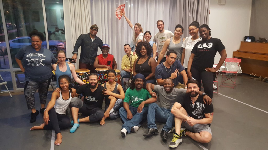 DC Casineros and Cuban friends gathered with musicians during rehearsal for the Kennedy Center Artes de Cuba show